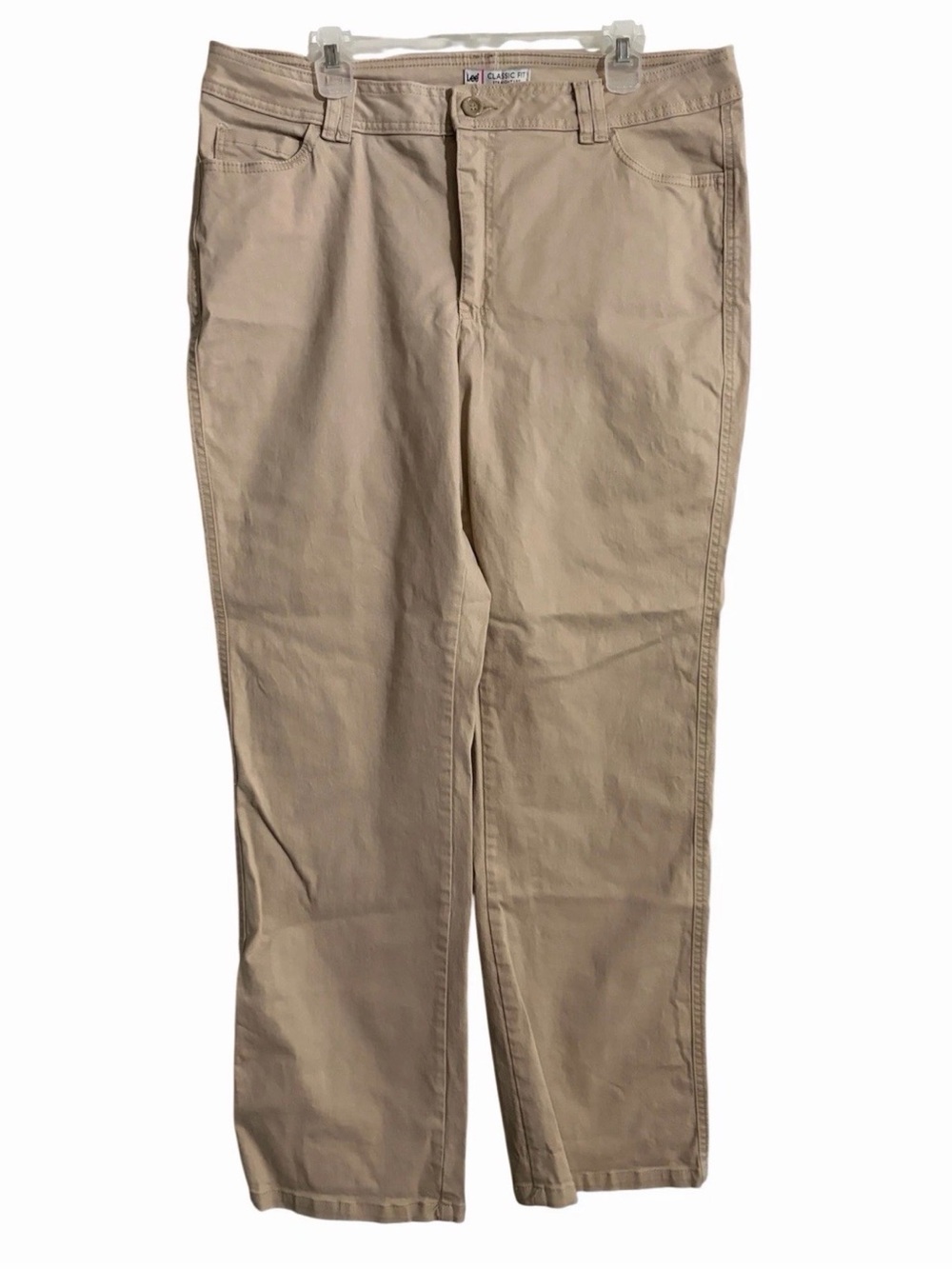 Lee Classic Fit Straight Leg Plus Size 18 Beige Mid Rise Pants